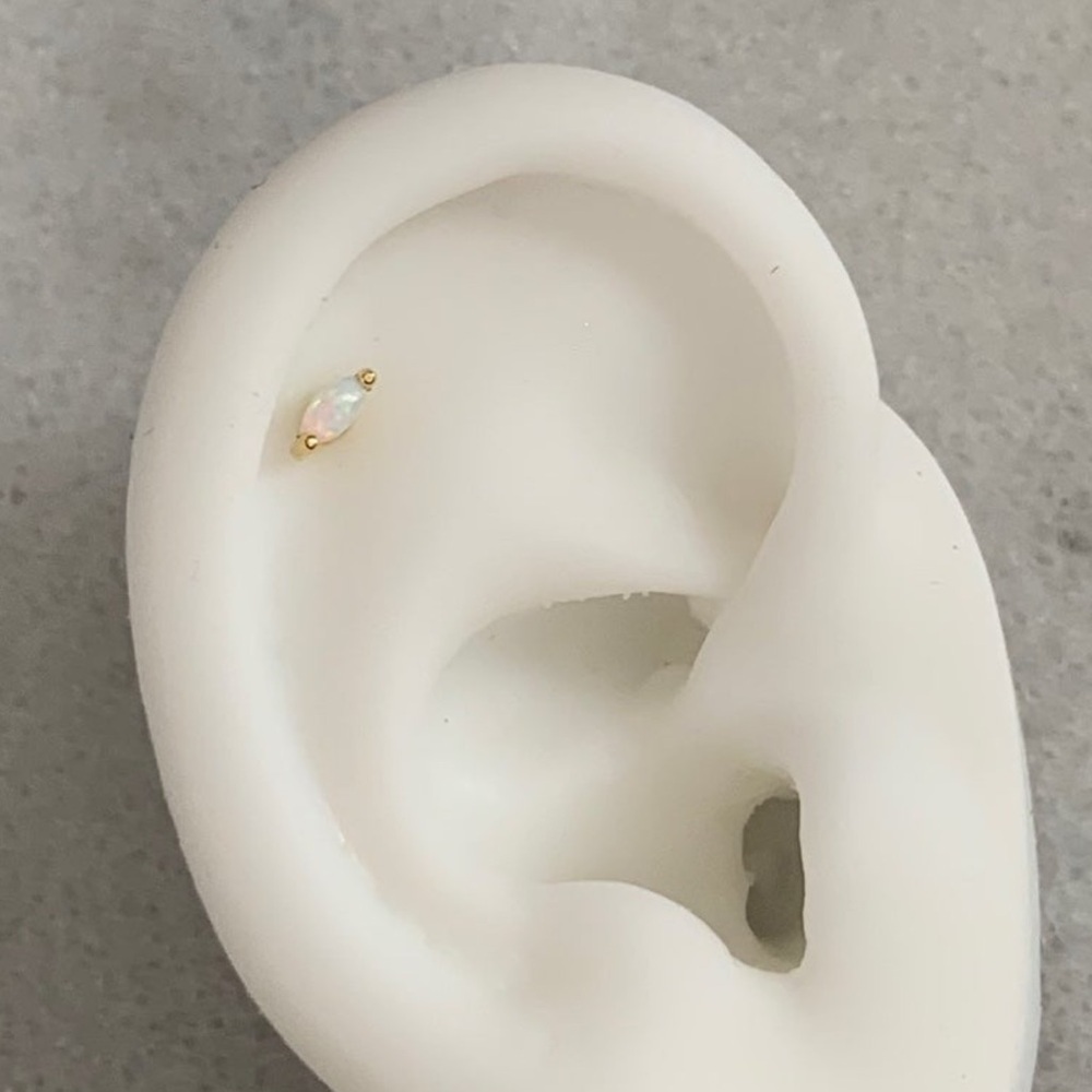 18k Gold Opal Crystal Teardrop Earring